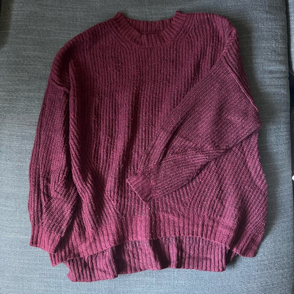 American Eagle Ribbed Knit Sweater - Maroon